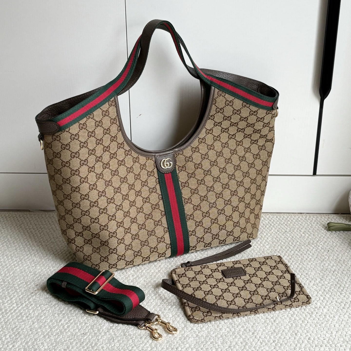 Gucci Giglio Large Tote Bag Beige And Dark Brown GG Canvas 60Cm 853971 FAFFP 2547 - Image 3