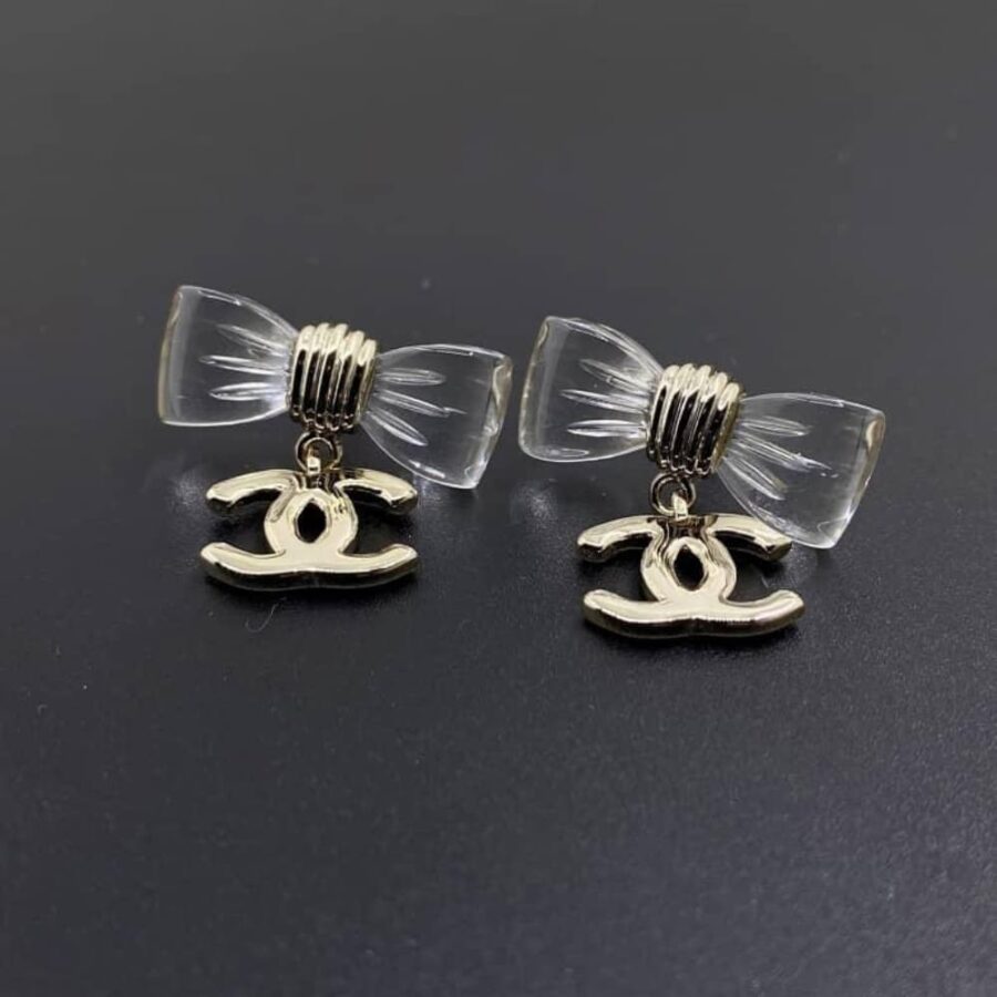 Alternative view of Chanel D25 Cc Bow Earrings Gold Metal Abf537 B19997 Nafvg