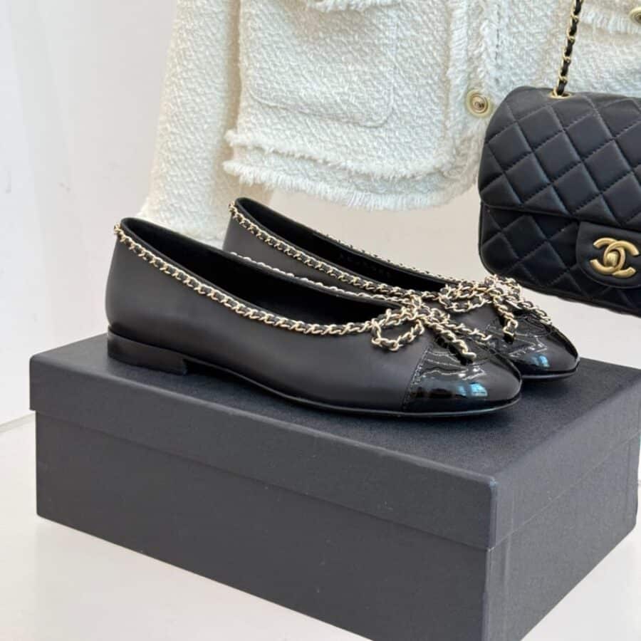 Alternative view of Chanel Ballet Flats Black Leather G46663 B21588 94305