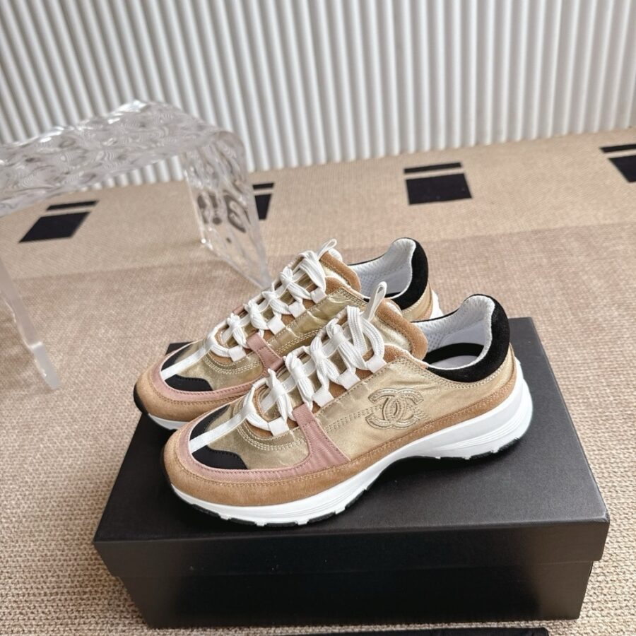 Alternative view of Chanel Sneaker Gold Beige And Black G46609 B21320 U2406