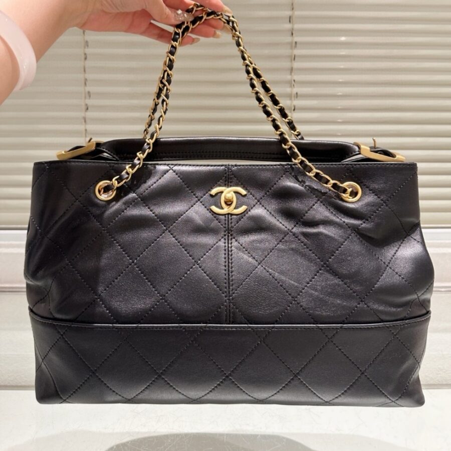 Alternative view of Chanel Shopping Bag Gold Tone Mental Black 36cm As5657 B20829 94305