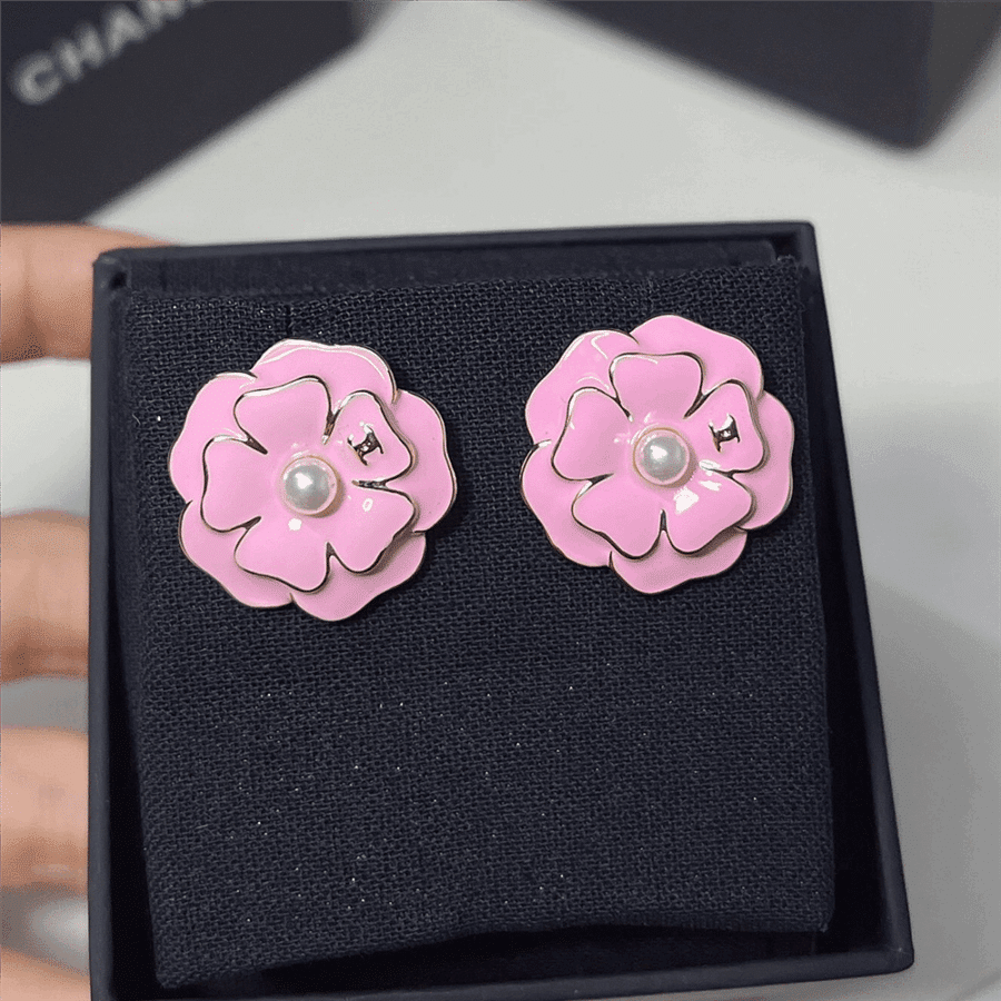 Alternative view of Chanel Camellia Earrings Pink Abg218 B21624 U3368