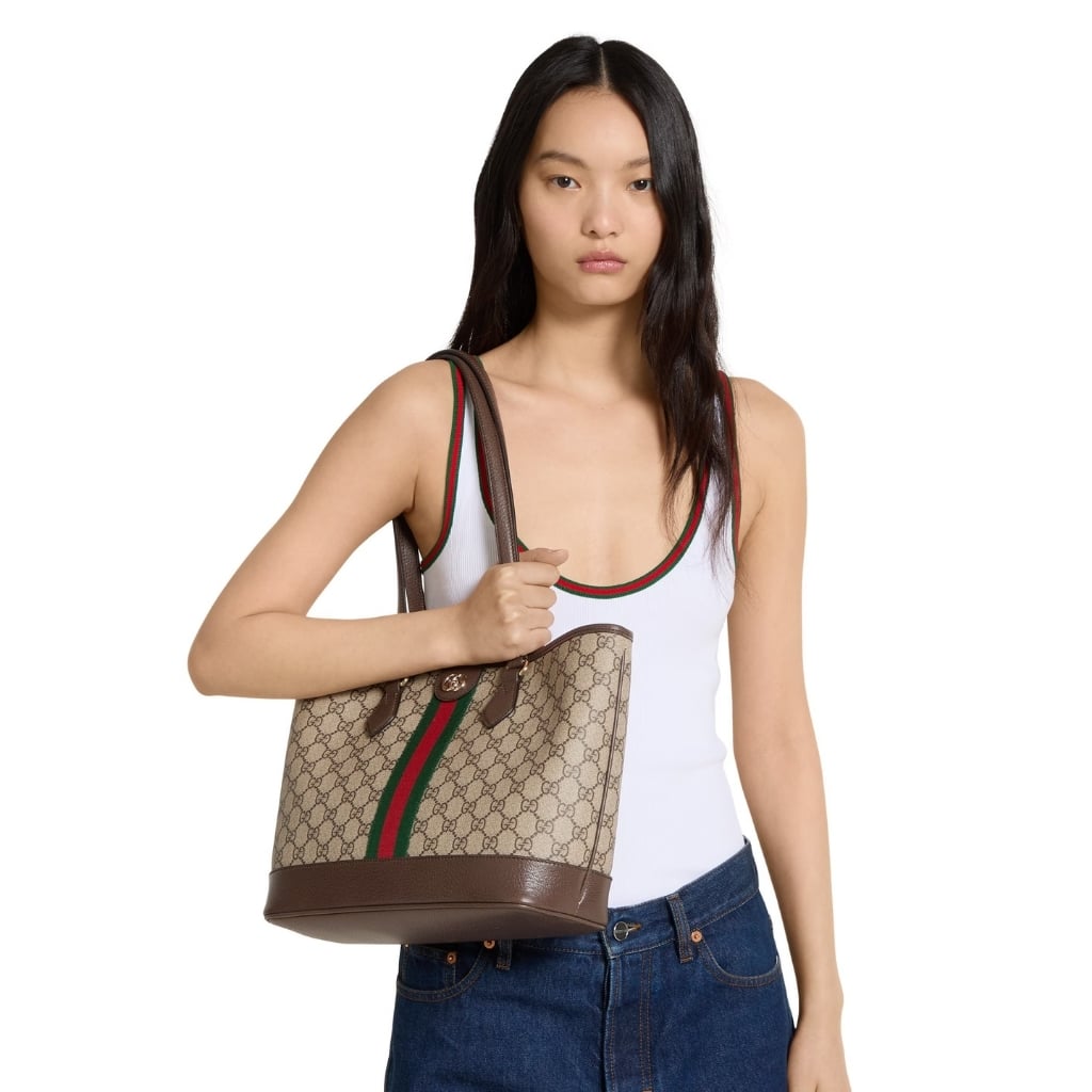 Gucci Ophidia Medium Tote Bag Beige And Brown GG Canvas 31Cm 836849 FAE0J 9867 - Image 11