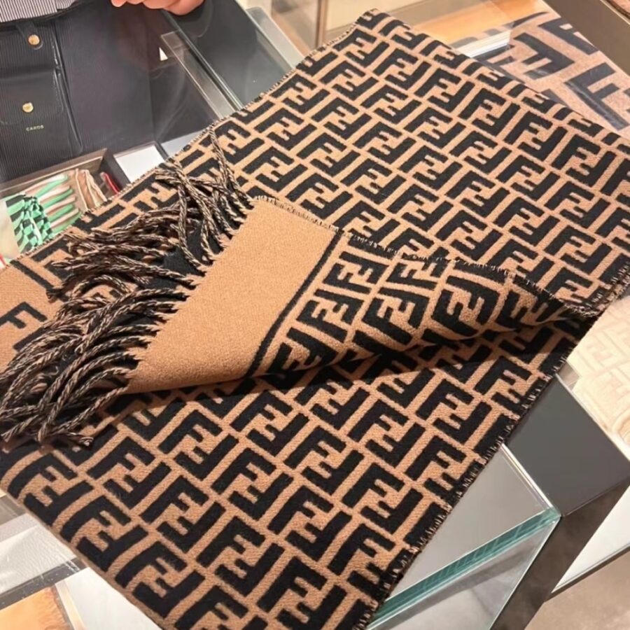 Alternative view of Fendi Ff Scarf Wool And Cashmere Brown Fxt113aqcwf0qe1