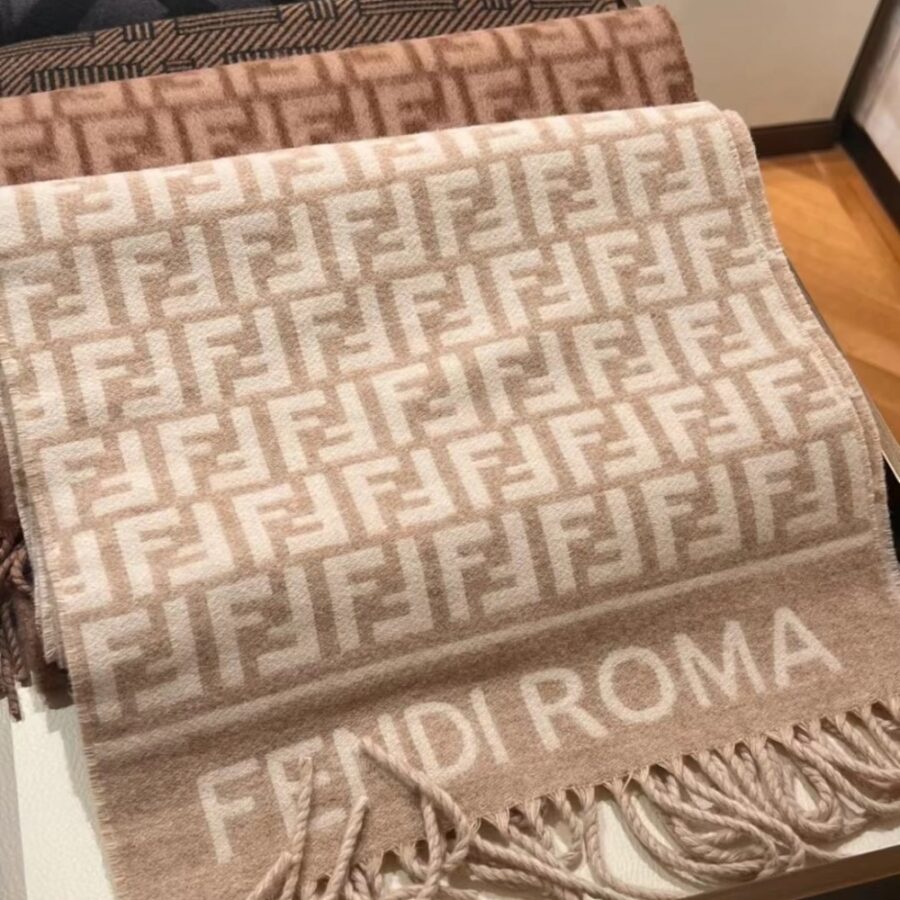 Alternative view of Fendi Ff Scarf Wool And Cashmere Beige Fxt113aqcwf0qb9