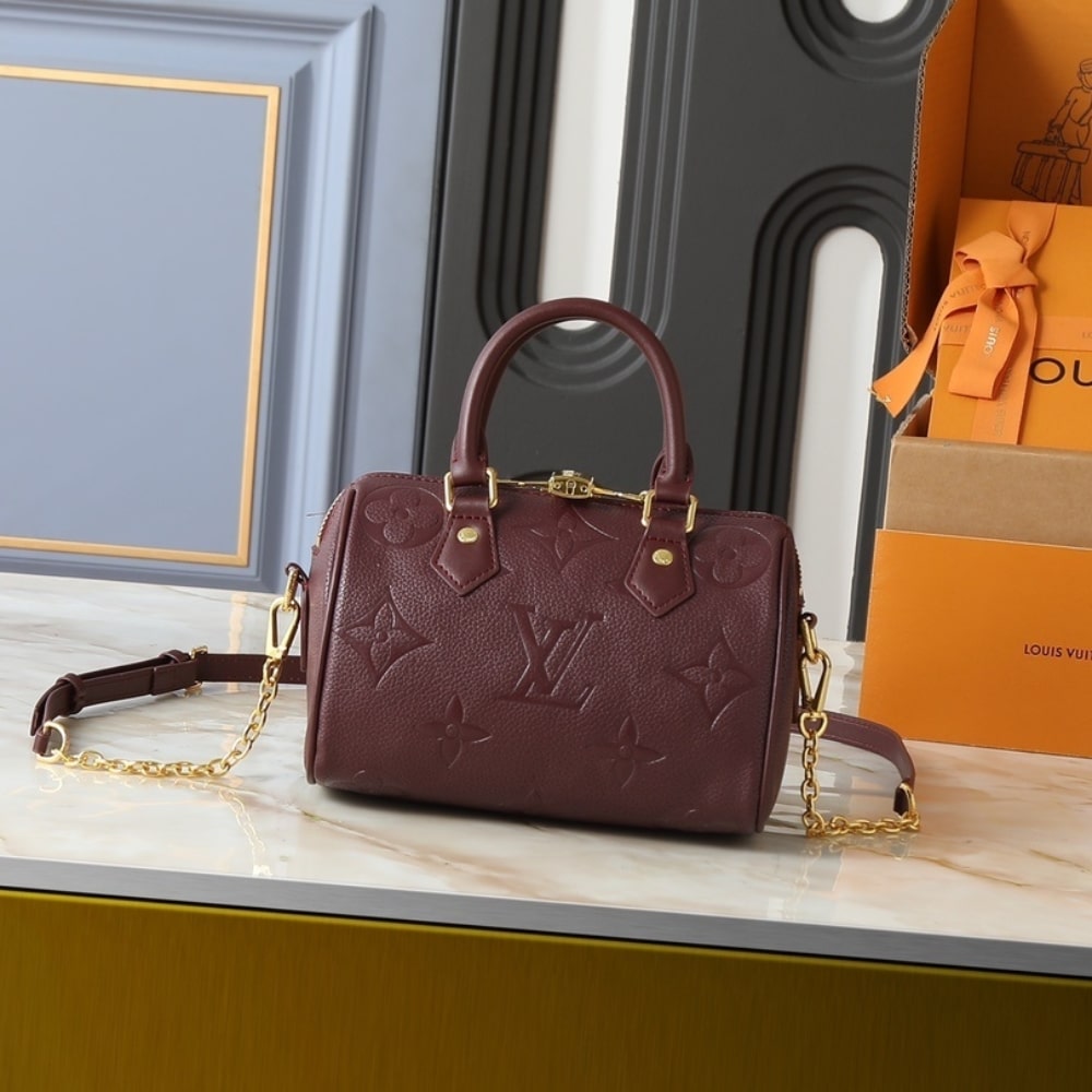 Louis Vuitton Speedy Bandouliere 20 Monogram Empreinte Grenat Red 20Cm M25929 - Image 2