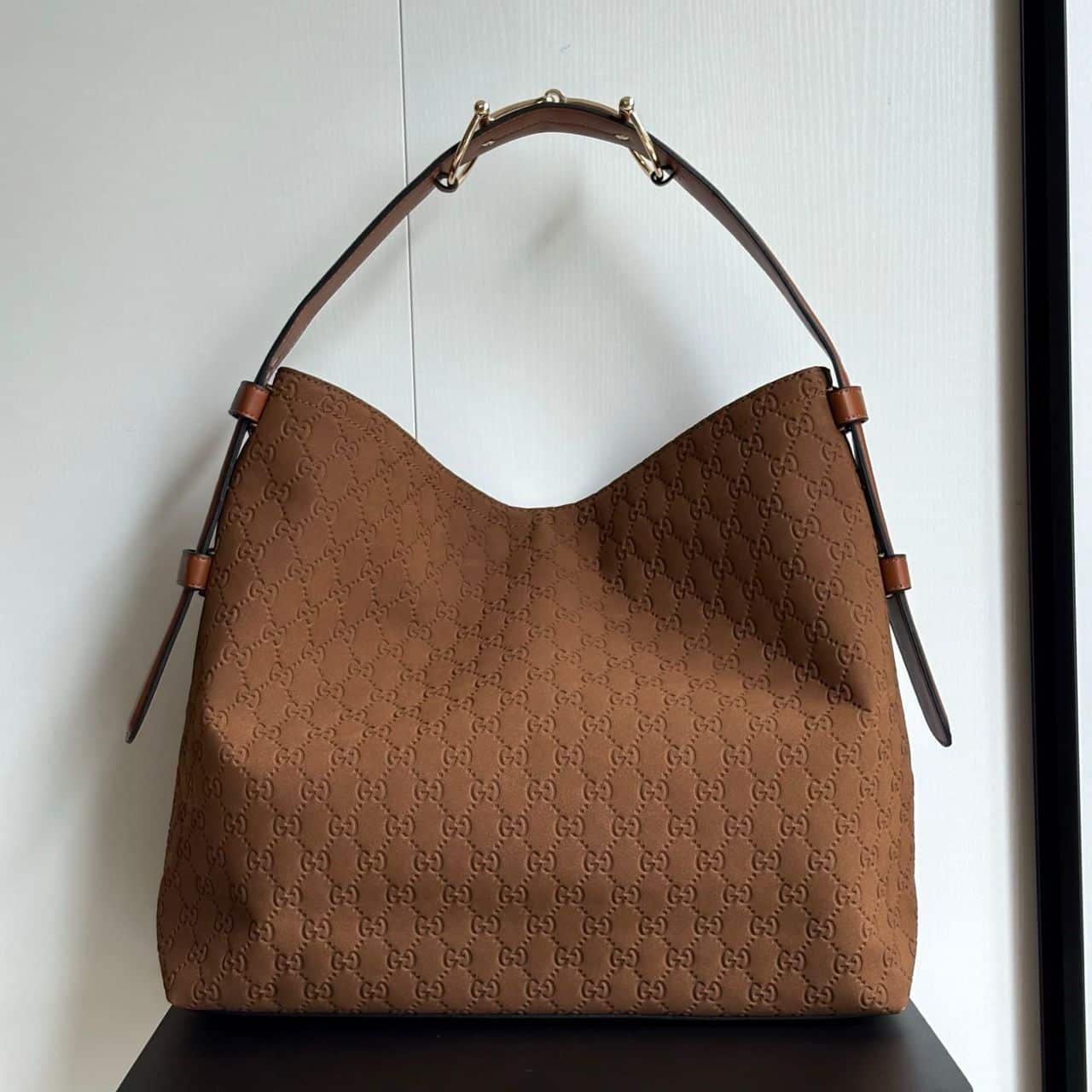 Gucci Beatrix Large Tote Bag GG Suede Bottom Brown 40Cm - Image 2