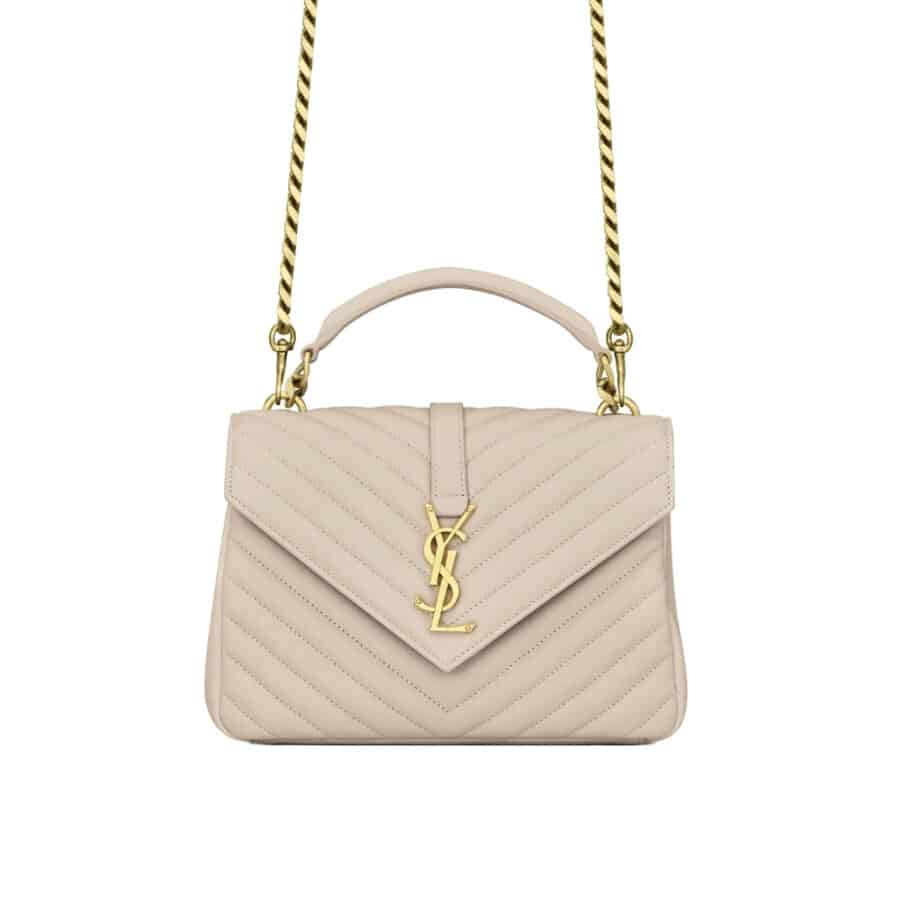 Saint Laurent College Medium In Quilted Leather Beige 24Cm 600279Brm072721