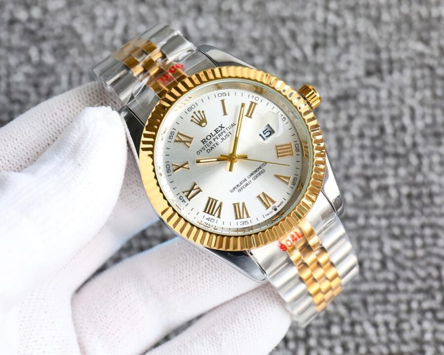 Alternative view of Rolex Datejust Roman Numeral Dial Oystersteel And Gold In White 41mm