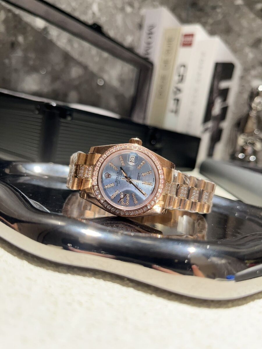 Alternative view of Rolex Datejust Diamond In Rose Gold With Blue Dial 31mm