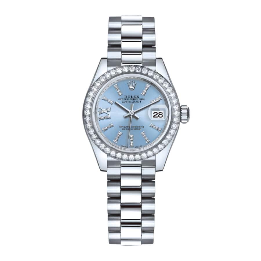 Rolex Lady Datejust 28 Ice Blue Dial Platinum Diamond 28mm 279136iblsrdp