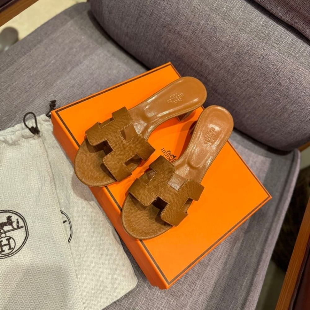 Hermes Oasis Sandals Brown Leather H222203Z 20370 - Image 2