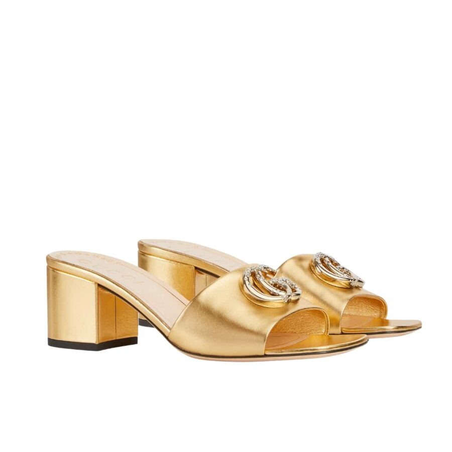 Gucci Nojum Women's Slide Sandal Metallic Gold 817257 B8B00 8024