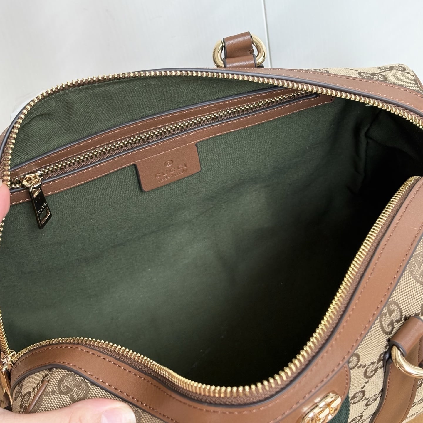 Gucci Ophidia Medium Boston Bag Beige And Brown GG Canvas 30Cm 857595 FAFUF 9870 - Image 9