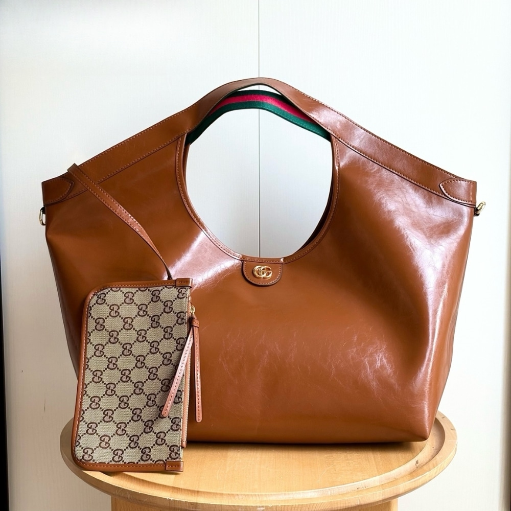 Gucci Giglio Large Tote Bag Dark Brown Leather 60Cm 853971 AAF2H 7645 - Image 2