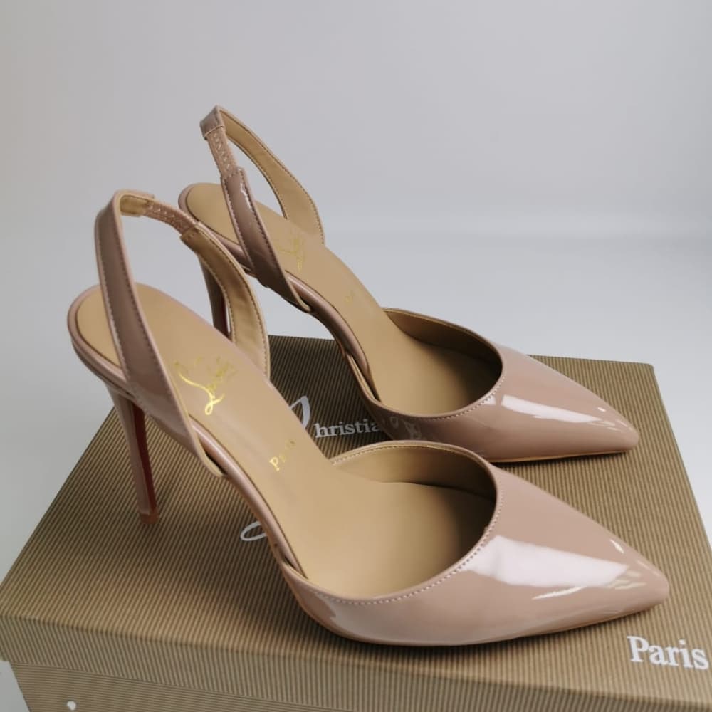Christian Louboutin Apostropha Sling 80 Nappa Leather Beige 1240830N295 - Image 2