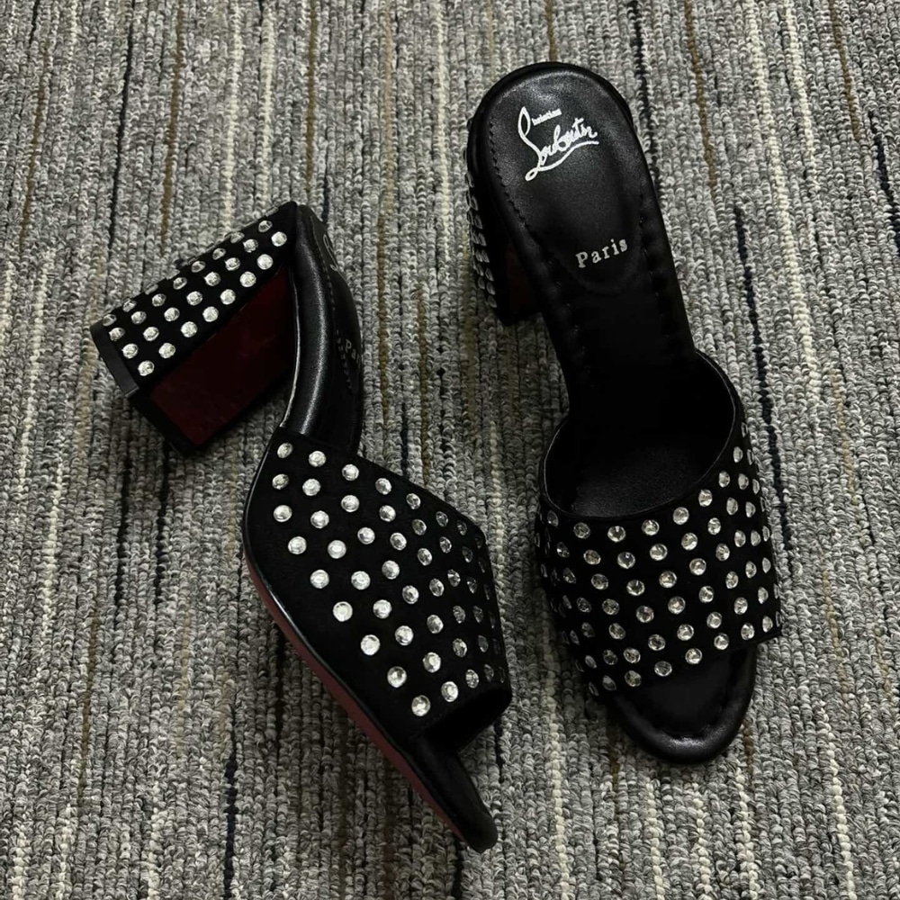 Christian Louboutin Jane 85 Black Strass Mules 1240729T023 - Image 5