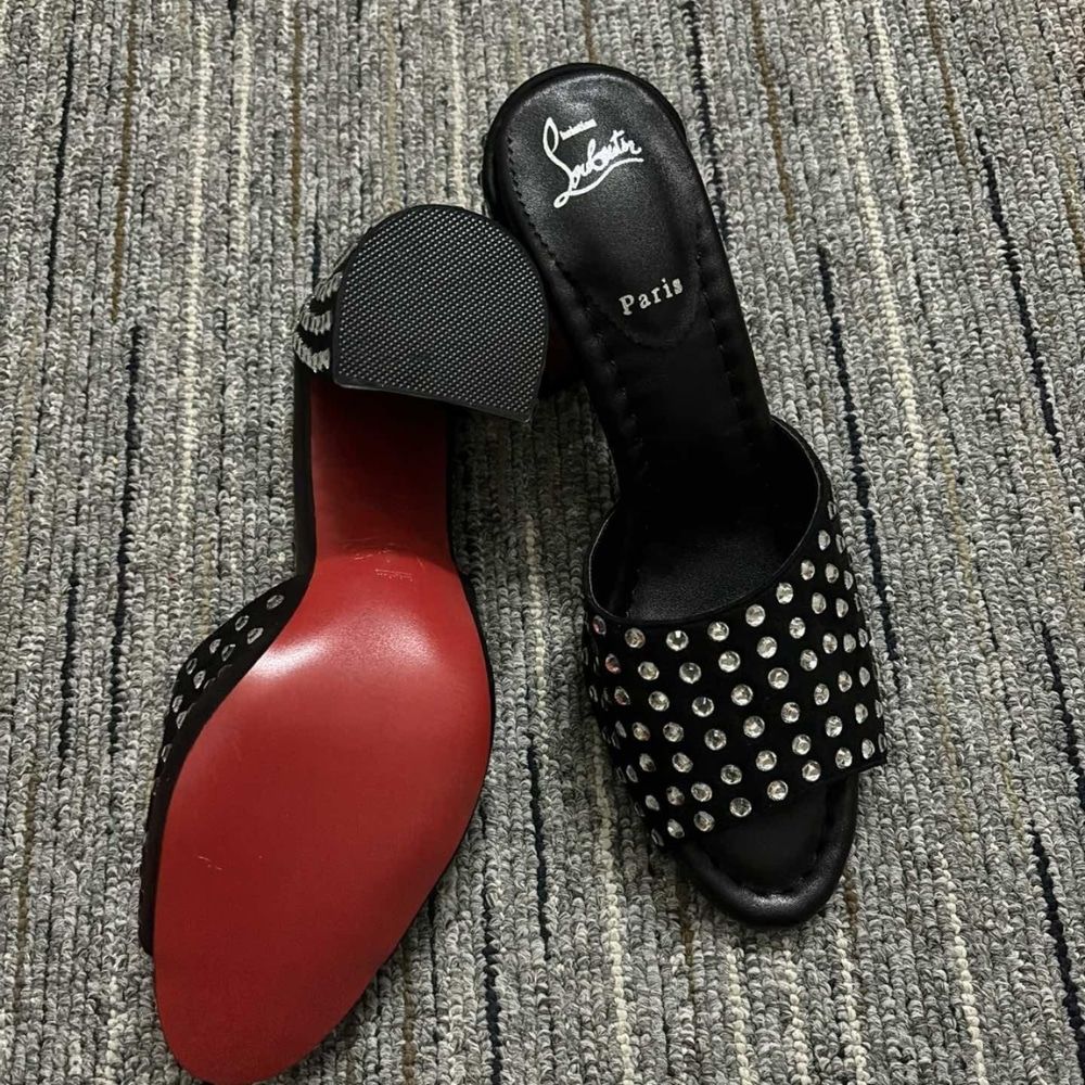 Christian Louboutin Jane 85 Black Strass Mules 1240729T023 - Image 6