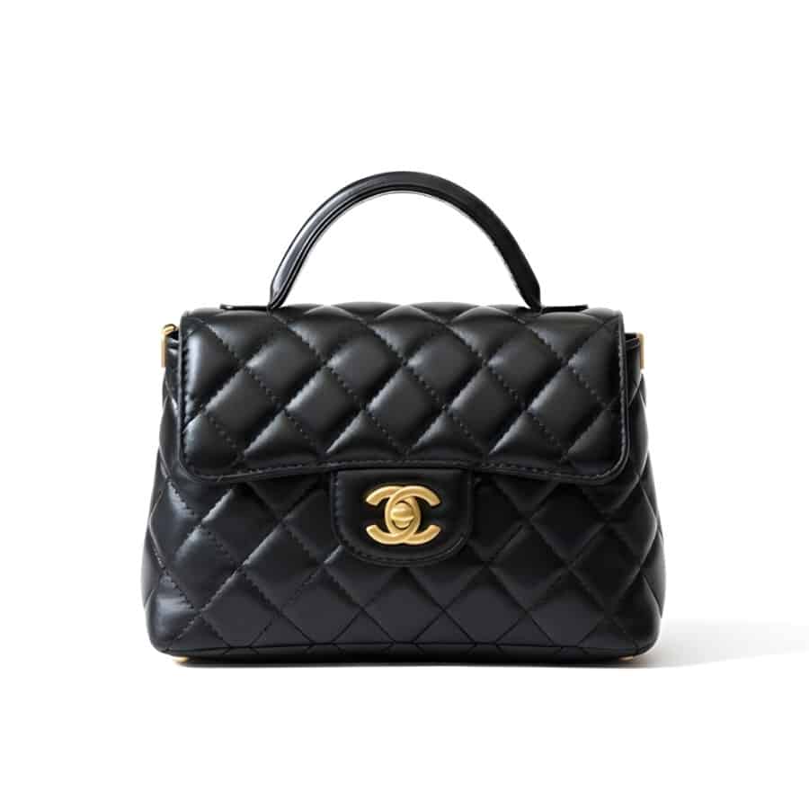 Chanel Mini Flap Top Handle Bag And Gold Metal Black 20Cm AS5355 B19386 94305