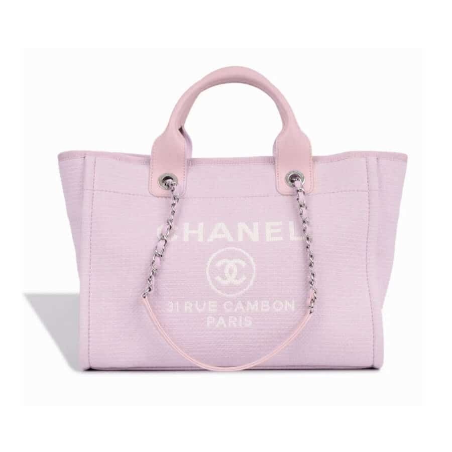 Chanel Small Deauville Shopping Tote Bag Mixed Fibers Pink 33Cm AS3257 B07300 NH622