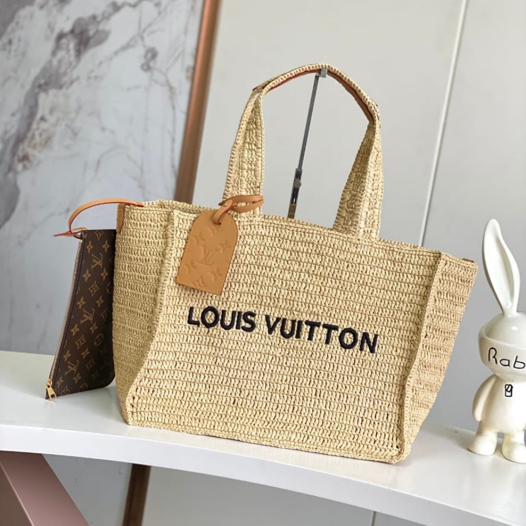 Louis Vuitton Summer Shopper Tote MM Raffia Natural Beige 44cm M14458 - Image 2