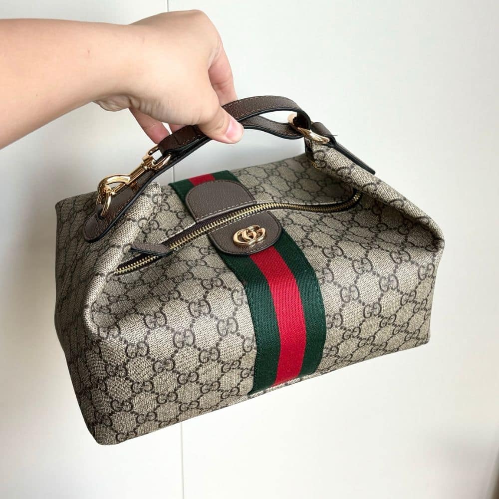 Gucci Vanity Medium Top Handle Bag Beige And Ebony 27Cm - Image 5