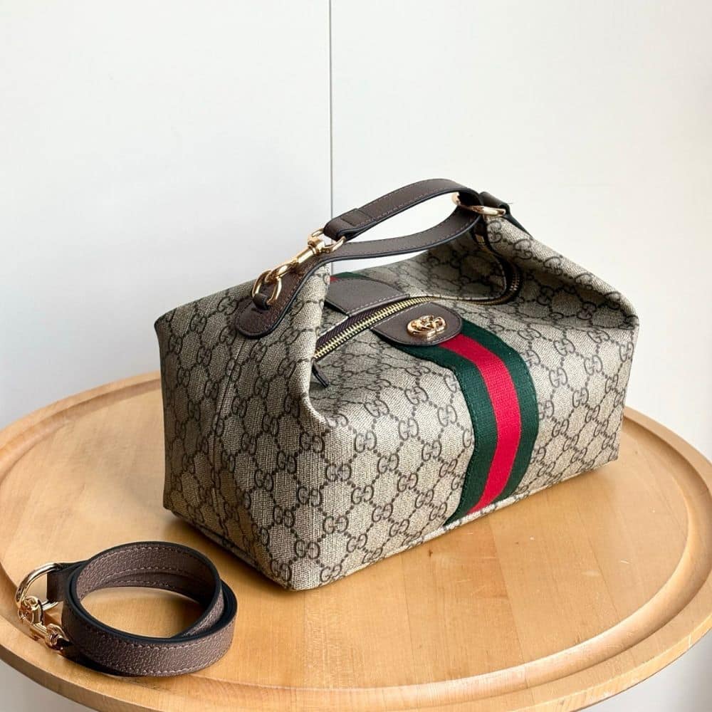 Gucci Vanity Medium Top Handle Bag Beige And Ebony 27Cm - Image 4