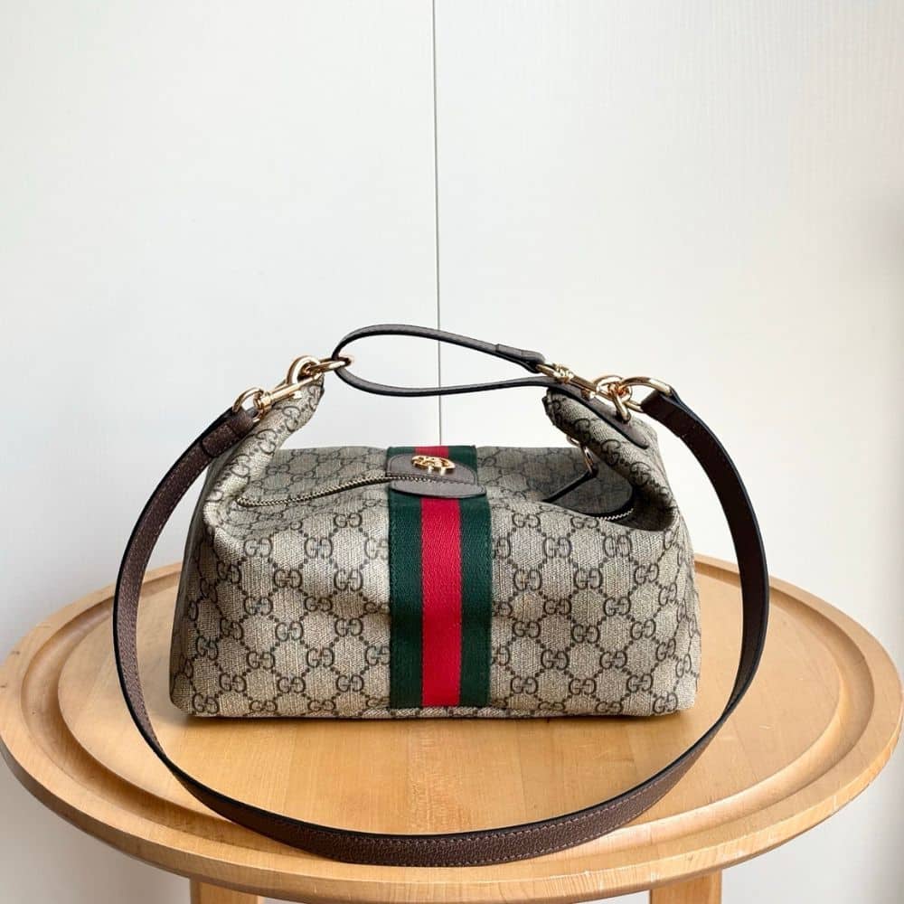 Gucci Vanity Medium Top Handle Bag Beige And Ebony 27Cm - Image 2