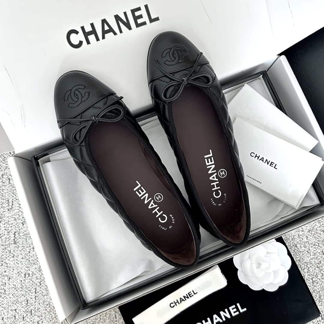 Chanel Ballerina Flats Black G26250 X01725 94305 - Image 4