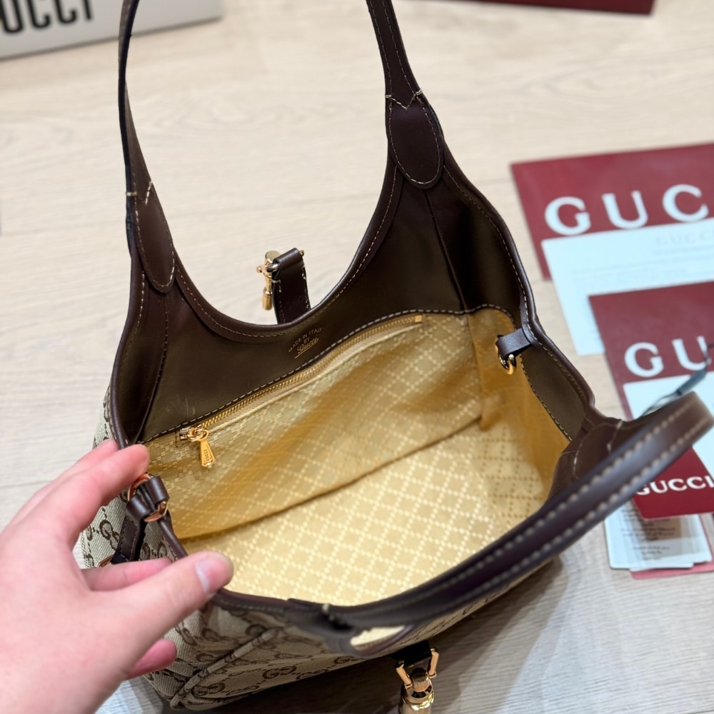 Gucci Mercato Small Tote Bag Sand And Brown GG Canvas 25cm 866646 FAFV2 9651 - Image 5