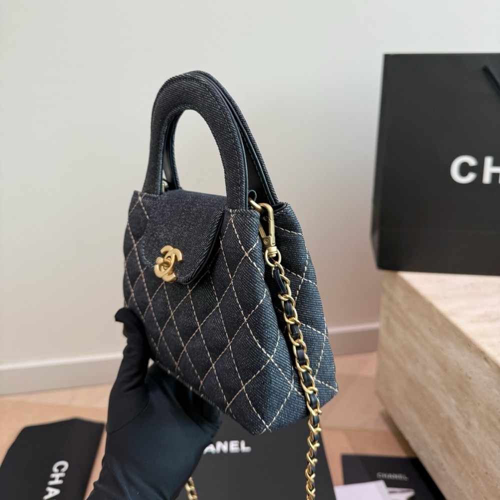 Chanel Clutch With Strap Gold Metal Washed Denim Blue 19cm - Image 3
