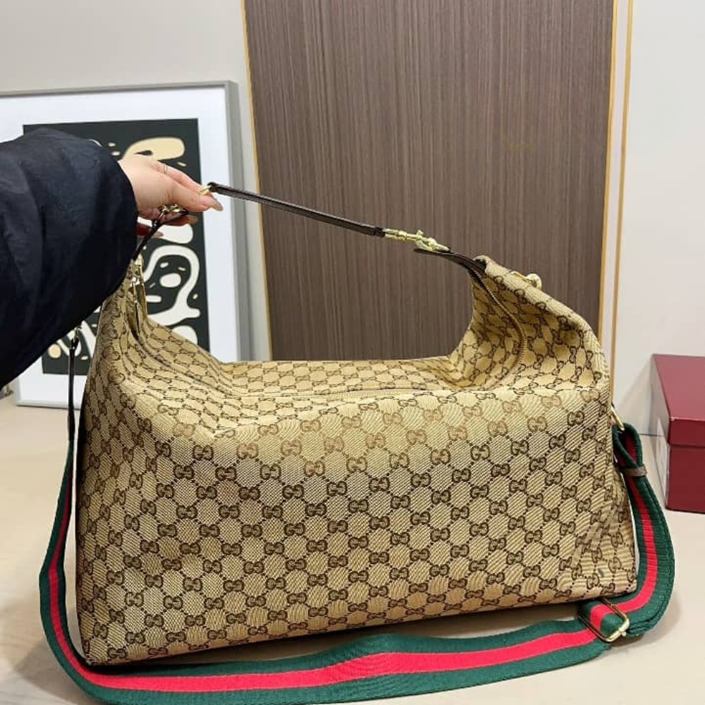 Gucci Brera Large Crossbody Bag Sand And Dark Brown GG Canvas 48Cm 864485 FAFV9 9653 - Image 2