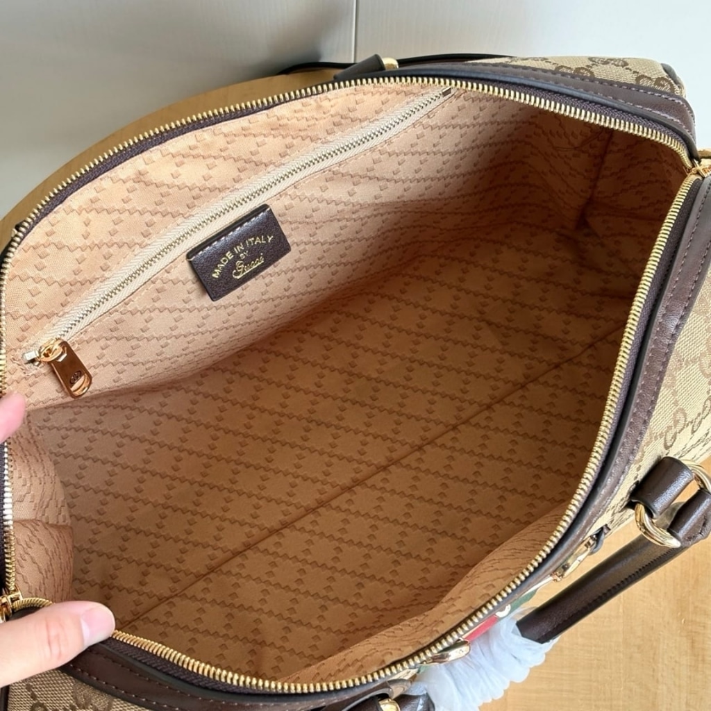 Gucci Borsetto Large Boston Bag GG Canvas Sand And Brown 38Cm 866734 FAFV9 9653 - Image 5