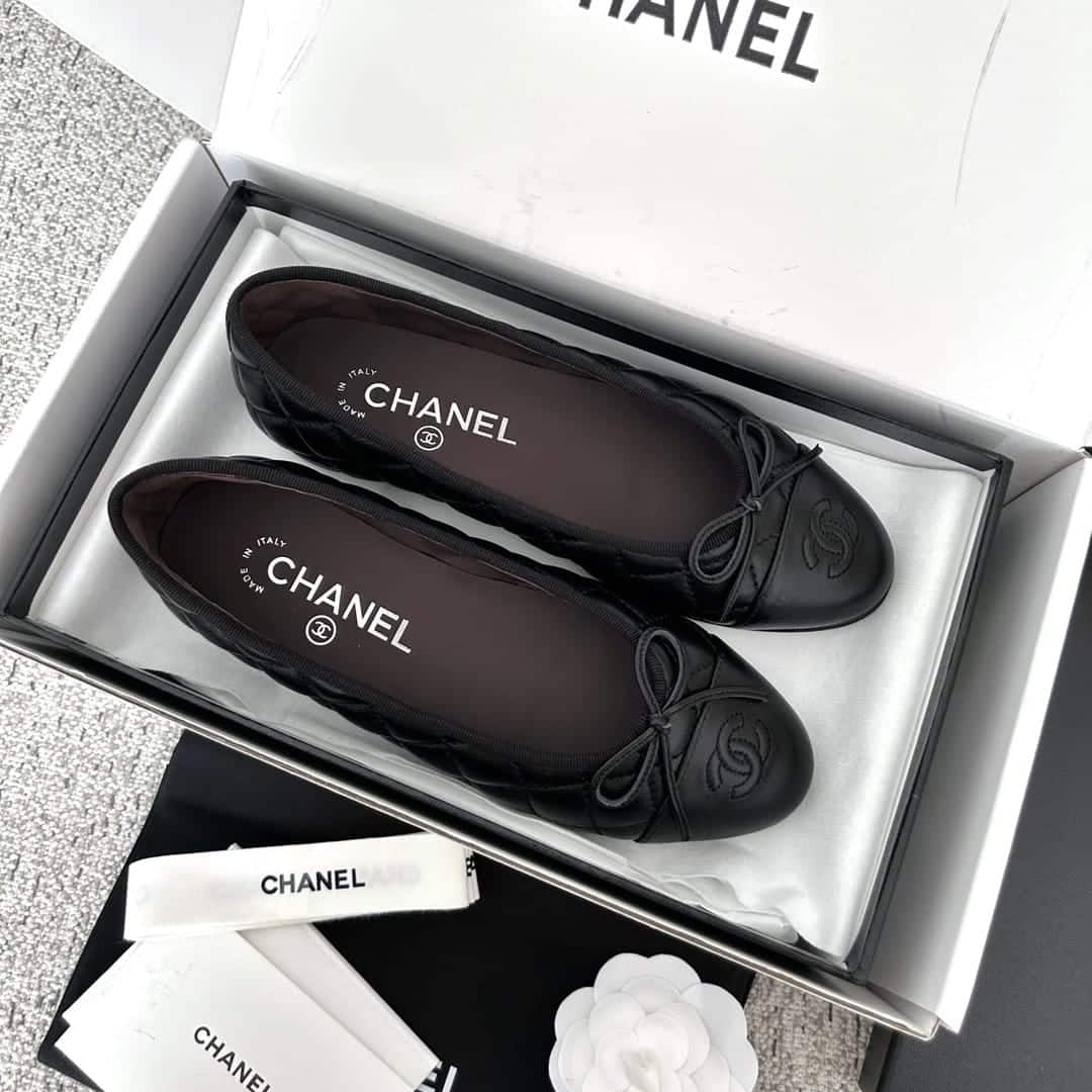 Chanel Ballerina Flats Black G26250 X01725 94305 - Image 2
