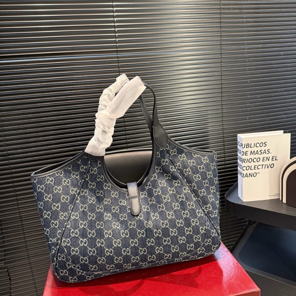 Gucci Mercato Medium Tote Bag GG Canvas Denim Blue 35cm - Image 3