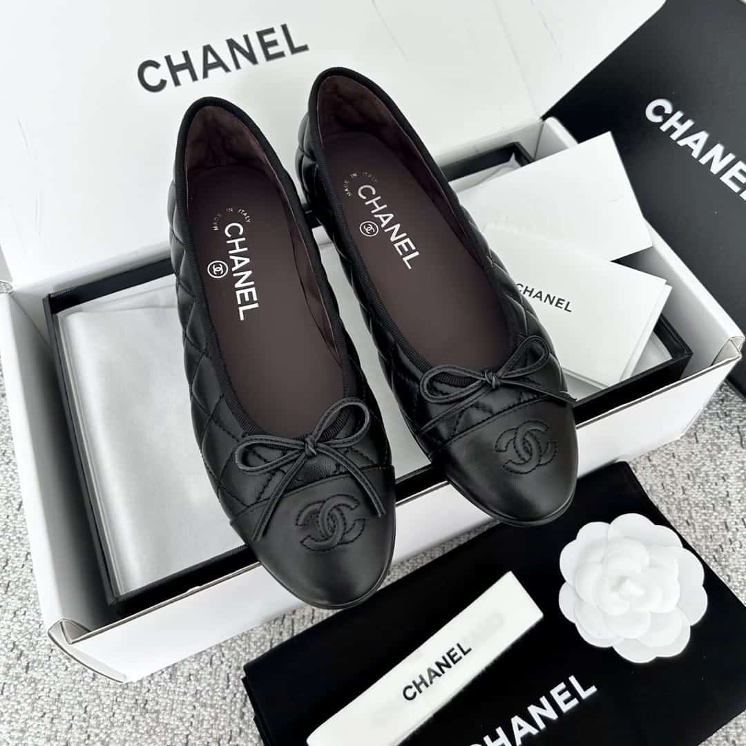 Chanel Ballerina Flats Black G26250 X01725 94305 - Image 5