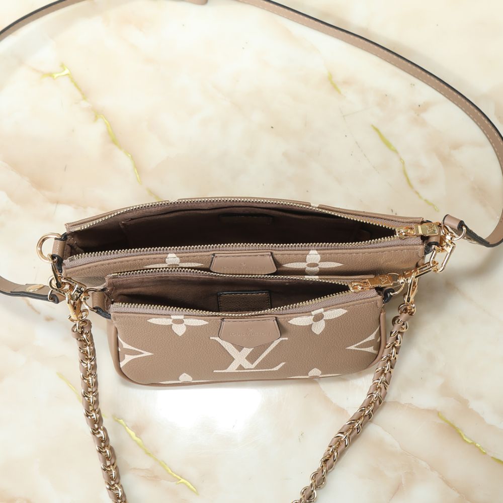 Louis Vuitton Multi Pochette Accessoires Monogram Empreinte Greige 25Cm - Image 5