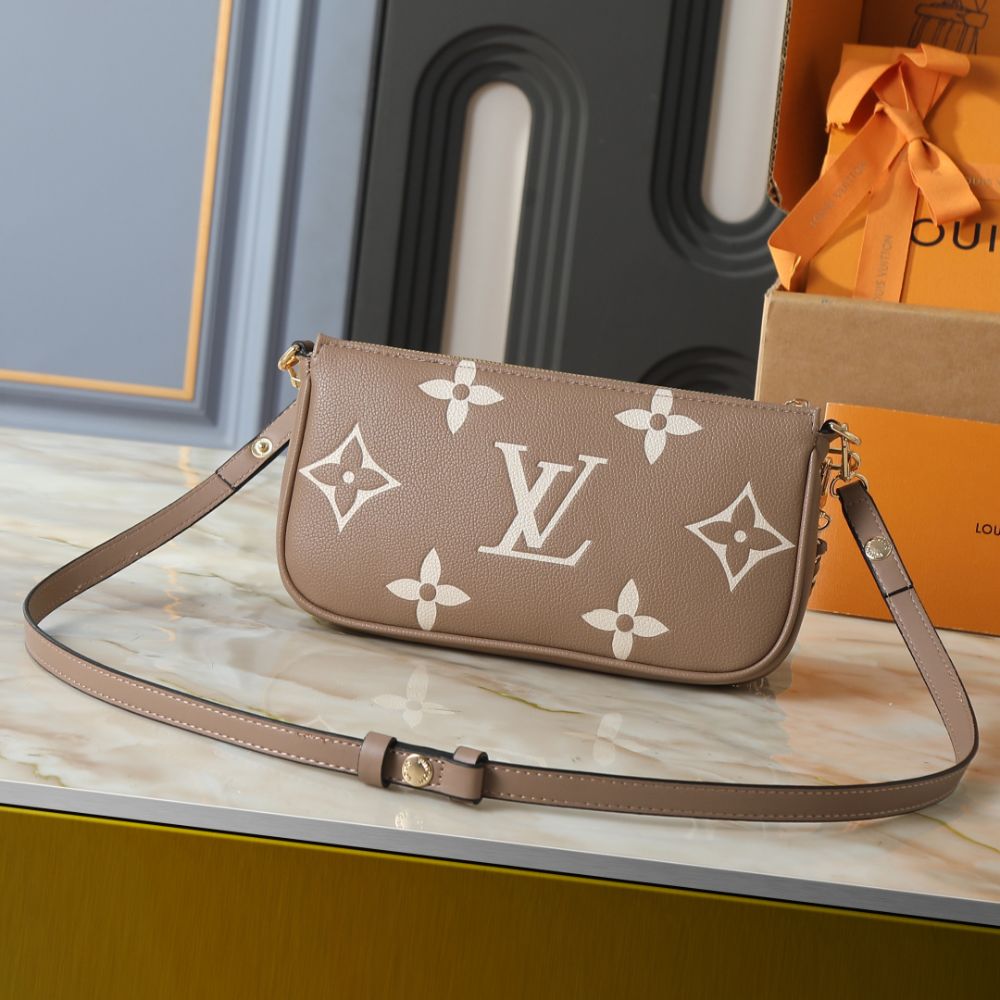 Louis Vuitton Multi Pochette Accessoires Monogram Empreinte Greige 25Cm - Image 3