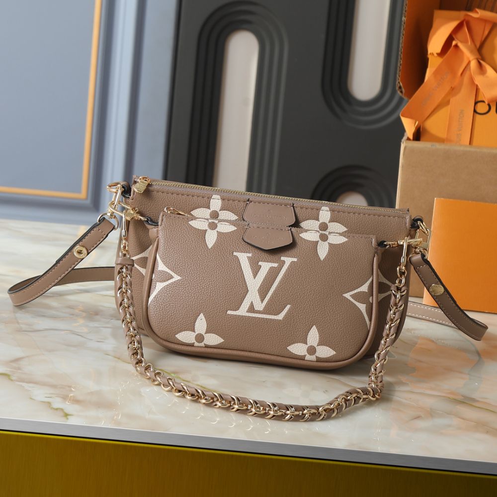 Louis Vuitton Multi Pochette Accessoires Monogram Empreinte Greige 25Cm - Image 2