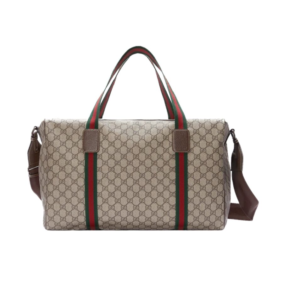 Gucci Medium Duffle Bag With Web Beige Ebony 45Cm 758664 Fack7 9768